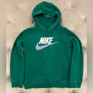 Nike Green Hoodie with Lavender Swoosh Logo – Size L
